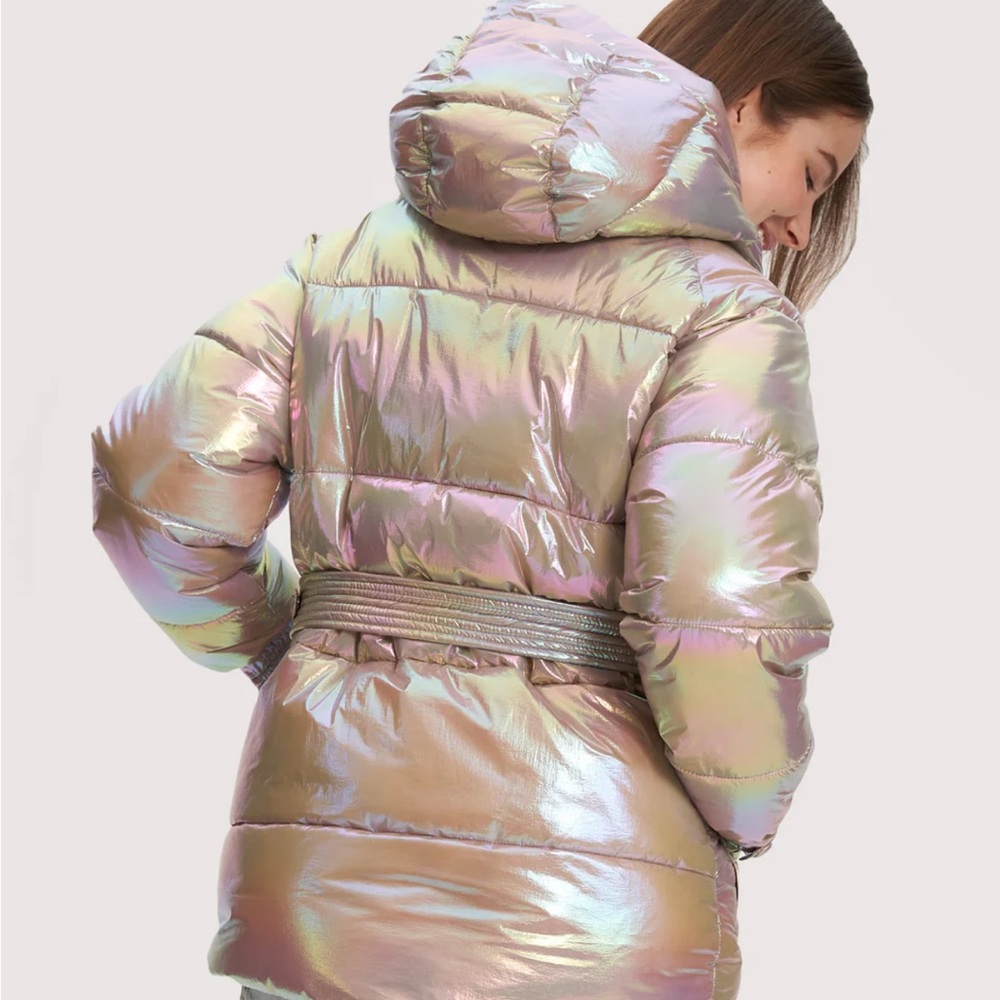 NOIZE champagne hooded and belted puffy jacket Size:M - Picture 2 of 10